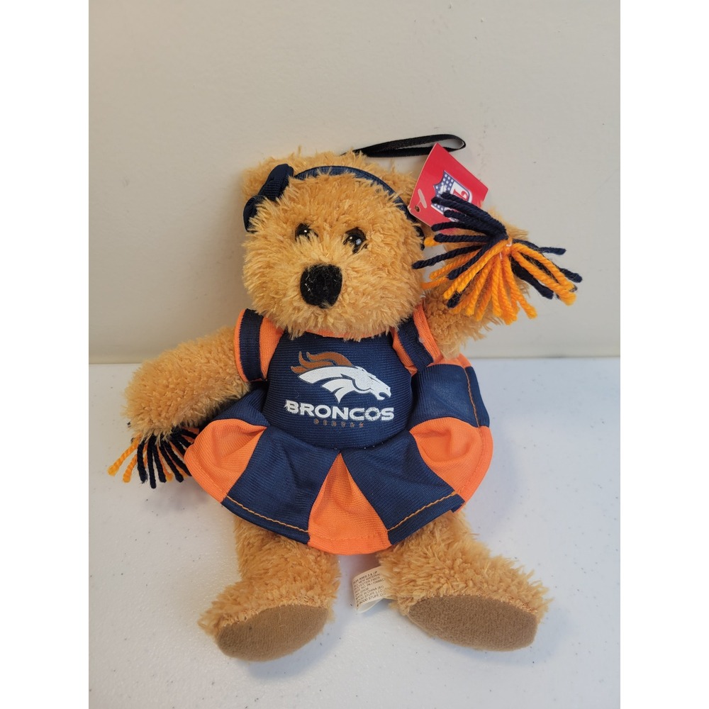 Good Stuff Denver Broncos‎ Plush Bear Unisex 9in Orange Blue Excellent NFL Cheer